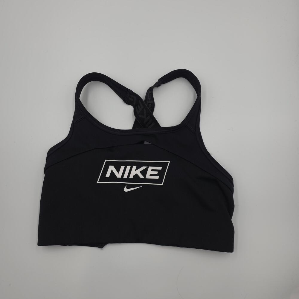 Nike Pro Dri-FIT Swoosh Medium-Support Non-Padded Graphic Sports Bra Black XS